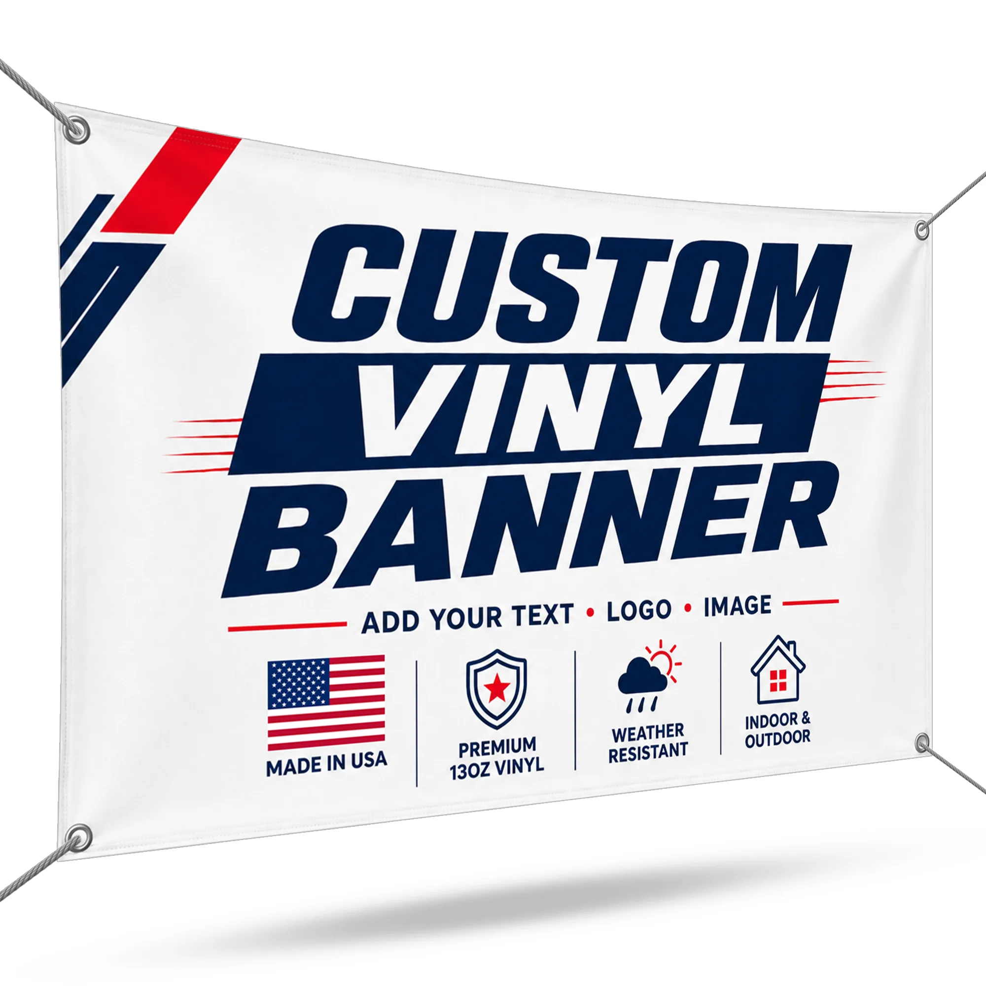 Custom Vinyl Banner with Grommets and Hanging Ropes